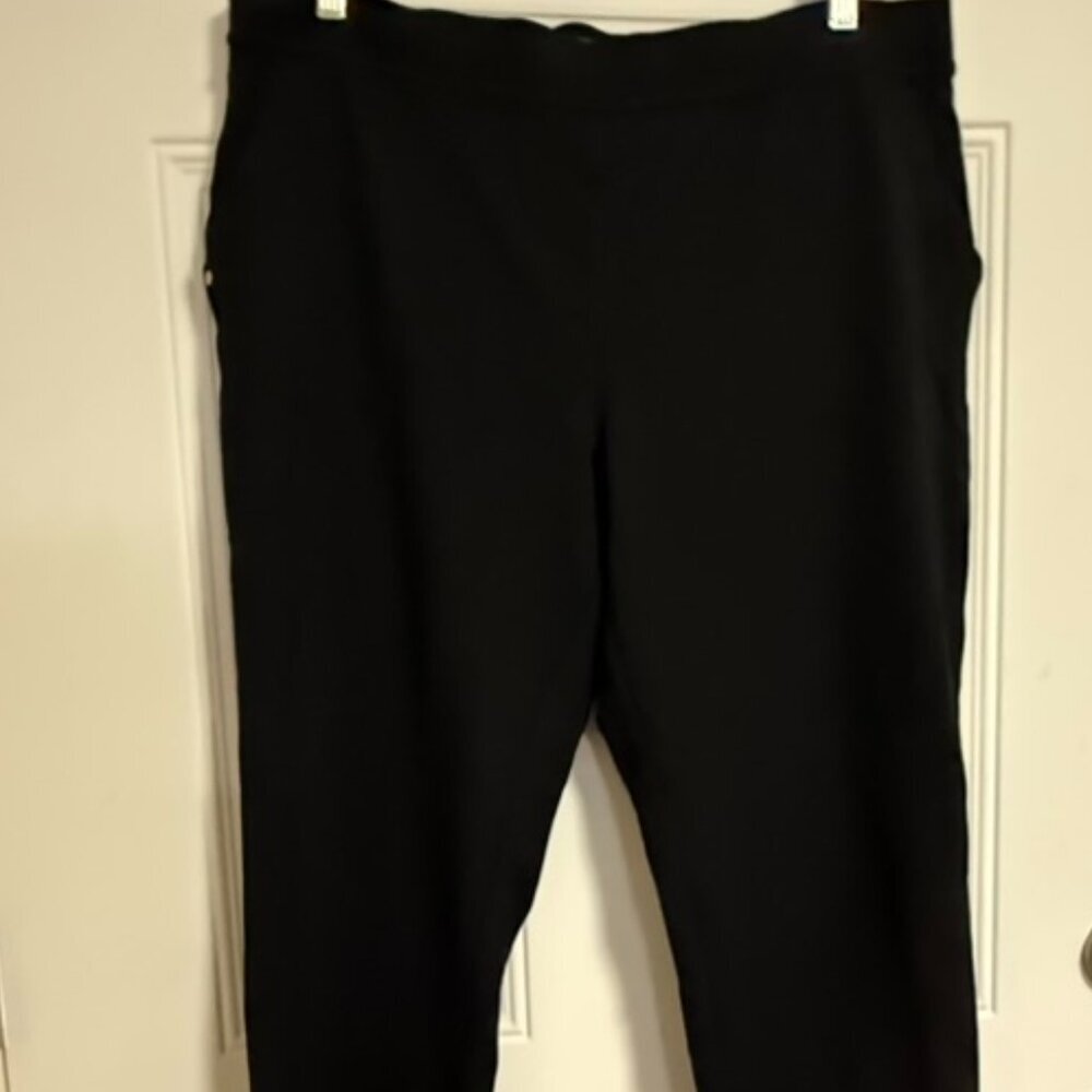 Liz Claiborne Women's Black Knit Pants XXL Pull-On Stretch Straight Leg - Picture 8 of 8